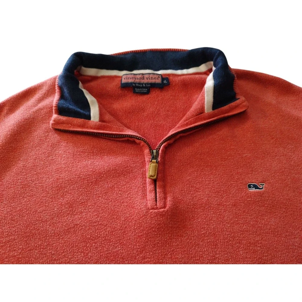 Retro Vineyard Vines Quarter Zip Sweater Long Sleeve Salmon Mens Extra Large‎